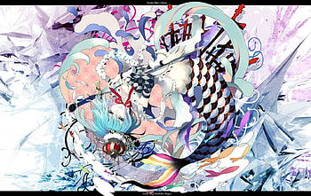 Mermaid, colorful, sword, girl, crown, anime, weapon, short hair, water HD wallpaper
