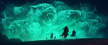 Spirit of the warrior, Sprit, wolf, fantasy, warrior HD wallpaper