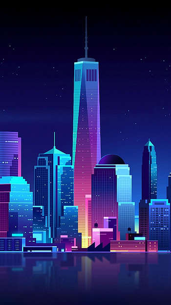 Neon Skyline, , , Minimalist HD phone wallpaper