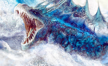 Ice Blue, magic, fantasy, snow, dragon, ice HD wallpaper
