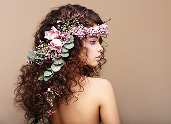 Lovely Girl, model, flowers, hair, woman HD wallpaper