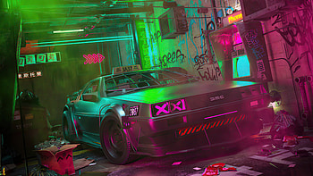 Cyber De Lorean , delorean, scifi, cyberpunk, cars, artist, artwork, digital-art, artstation HD wallpaper