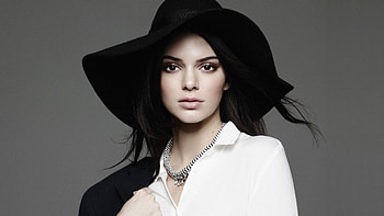 Kendall Jenner, black big hat, celebrity HD wallpaper