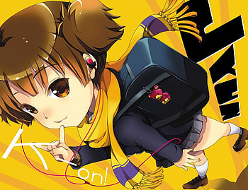 Jun!, jun, heads, serafuku, school uniform, suzuki jun, k on, anime, twintails, yellow, manga HD wallpaper