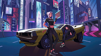 Couple Adventure In The Corvette, azuki, tv-shows, anime, artwork, art, digital-art, artist HD wallpaper