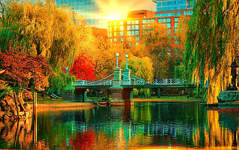 Boston, spring, fall, lake, park HD wallpaper