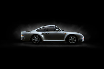 Porsche 959 Side View , porsche-959, porsche, cars, dark, black, behance HD wallpaper