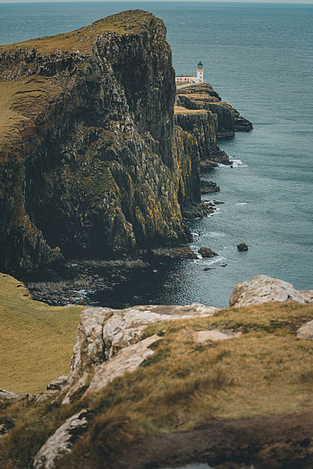 Nature, Sea, Building, Coast, Cliff, Lighthouse HD phone wallpaper