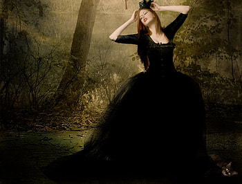 Black dress, sexy, girl, model, black HD wallpaper
