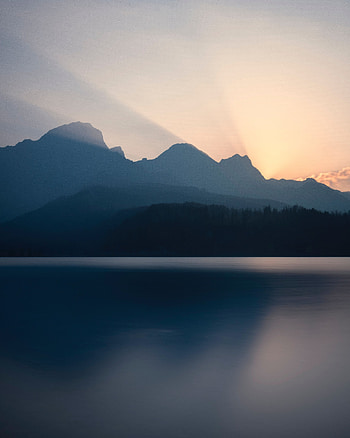 Nature, Sunset, Sky, Mountains, Lake, Shine, Light, Silence HD phone wallpaper