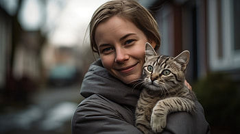 AI Art : Cozy Cat Embrace HD wallpaper
