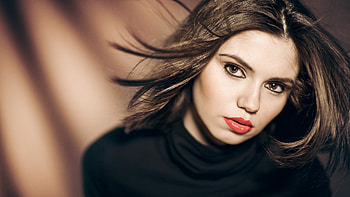 brunette, girl, black, tshirt, beauty HD wallpaper