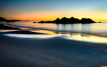 Nature, Sunset, Mountains, Sea, Rocks, Coast HD wallpaper