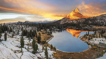 Yosemite National Park, california, clouds, landscape, sky, mountains, lake, usa, sunset HD wallpaper