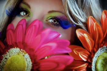 Hear my sound, girl, model, flowers, make up HD wallpaper
