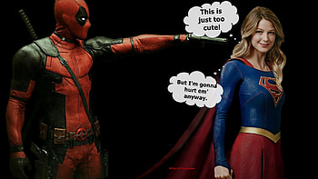 Deadpool - Supergirl, cartoon, art, dc comics, deadpool, , background, fanart, anime, 1920x1080 only, comics, laptop, supergirl, , deviantart, marvel HD wallpaper