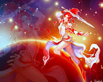 Fantasy girl, space, sword, fantasy, woman HD wallpaper