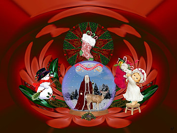 Christmas Globe, abstract, 3d, christmas, fractal, collage HD wallpaper