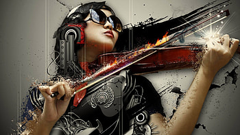 Sad Symphony, sad, music, abstract, art, symphony, violin, woman HD wallpaper