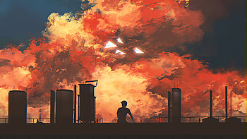 Clings To The Rooftop, alone, artist, artwork, digital-art, artstation HD wallpaper