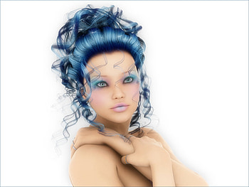 3D 01. jpg, blue, lady, 3d, fantasy, hair HD wallpaper