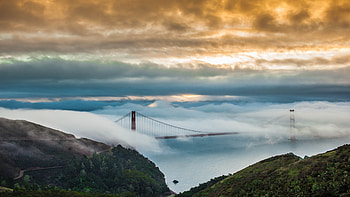 Golden Gate Bridge, Foggy view, San Francisco travel HD wallpaper