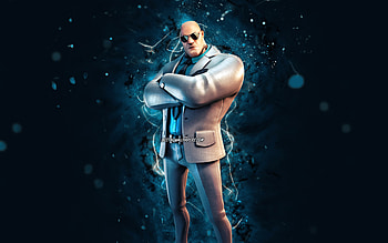 Henchman with glasses, , blue neon lights, Fortnite Battle Royale, Fortnite characters, Henchman with glasses Skin, Fortnite, Henchman with glasses Fortnite HD wallpaper