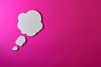 Paper thought bubble over bright pink background, ideal for creative concepts. HD wallpaper