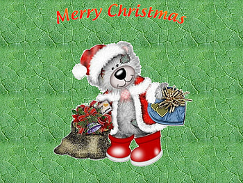 Creddy bear Christmas on green, bear, creddy, christmas, green, cute HD wallpaper