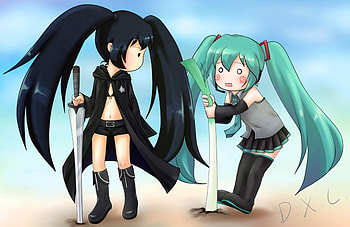 BRS & Hatsune miku, onion, black, sword, hatsune miku, brs, cibi HD wallpaper