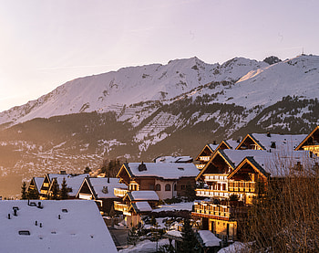 Nature, Houses, Mountains, Snow HD wallpaper