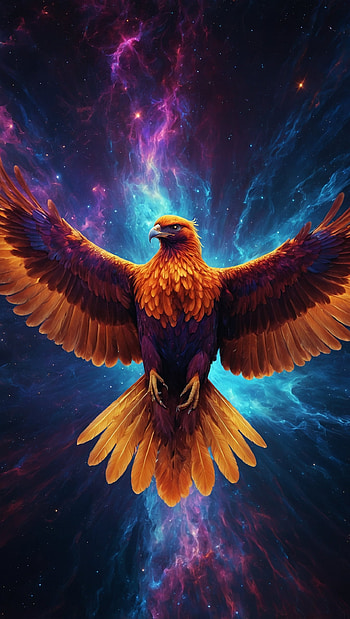 Majestic Golden Eagle Soaring through Cosmic Space Nebula, Bird HD phone wallpaper