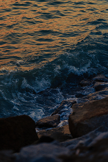 Nature, Stones, Sea, Waves, Glare HD phone wallpaper