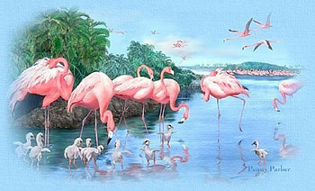 FLAMINGO'S, BIRDS, ART, PRETTY, FLAMINGOS HD wallpaper
