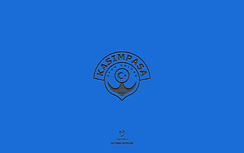Kasimpasa, blue background, Turkish football team, Kasimpasa emblem, Super Lig, Turkey, football, Kasimpasa logo HD wallpaper