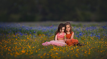 Little Girls, Flowers, Nature, Children, Meadow HD wallpaper