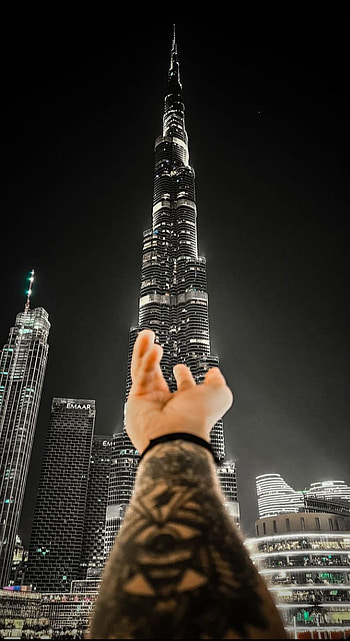 Burj Khalifa, finger, sky HD phone wallpaper