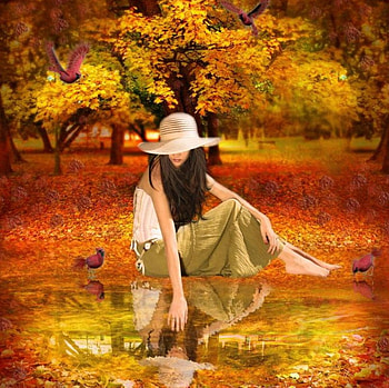 Autum Feeling, autum, nature, girl, lake, woman HD wallpaper