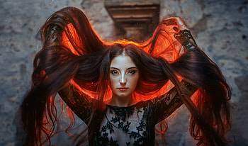Colorful Long Hair Women, girls, model HD wallpaper