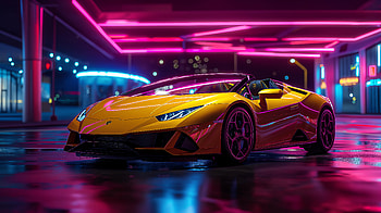 Lamborghini Huracan Spyder – Neon Night Drive HD wallpaper