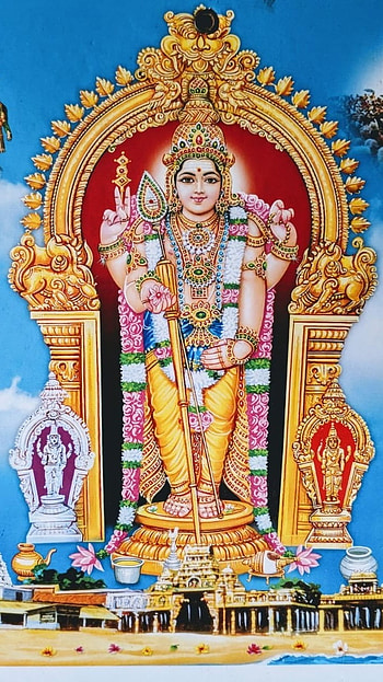 Thiruchendur Murugan, Blue Background HD phone wallpaper