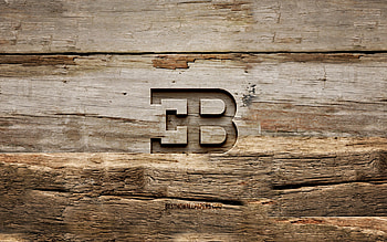Bugatti wooden logo, , wooden backgrounds, cars brands, Bugatti logo, creative, wood carving, Bugatti HD wallpaper