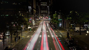 California Street Long Exposure, car lights, traffic, architecture, california, streets, long exposure HD wallpaper