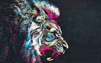 Colorful lion illustration, Striking visuals, Vibrant colors, PC HD wallpaper