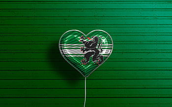 I Love East Flanders, , realistic balloons, green wooden background, Day of East Flanders, belgian provinces, flag of East Flanders, Belgium, balloon with flag, Provinces of Belgium, East Flanders flag, East Flanders HD wallpaper