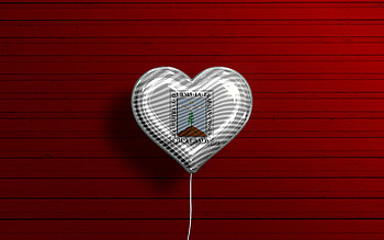I Love Morelos, , realistic balloons, red wooden background, Day of Morelos, mexican states, flag of Morelos, Mexico, balloon with flag, States of Mexico, Morelos flag, Morelos HD wallpaper