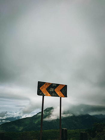 Mountains, Clouds, Arrow, Miscellanea, Miscellaneous, Sign HD phone wallpaper