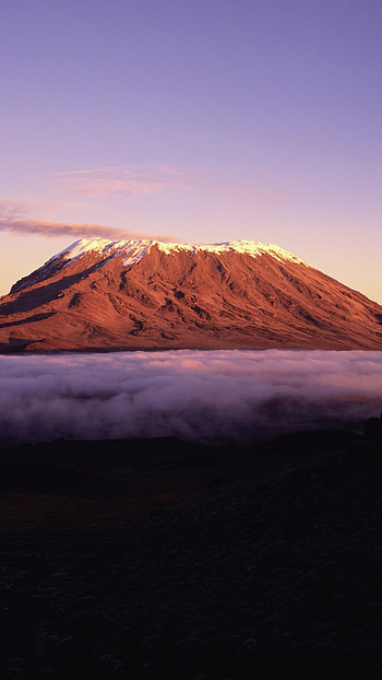 Mount Kilimanjaro, Africa's mountains, Sky clouds, Nature's serenity HD phone wallpaper