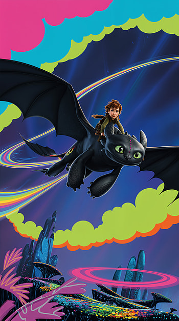 How to Train Your Dragon Night Fury Flight , How to Train Your Dragon, Night Sky, dragon, flying HD phone wallpaper