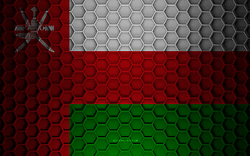 Oman flag, 3d hexagons texture, Oman, 3d texture, Oman 3d flag, metal texture, flag of Oman HD wallpaper